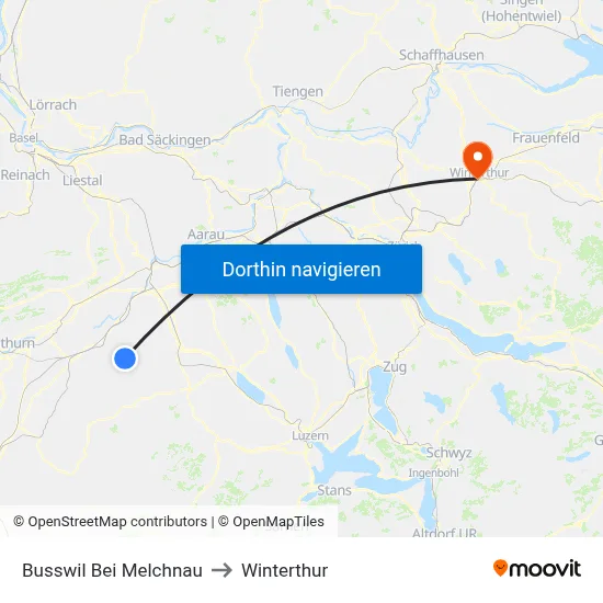 Busswil Bei Melchnau to Winterthur map