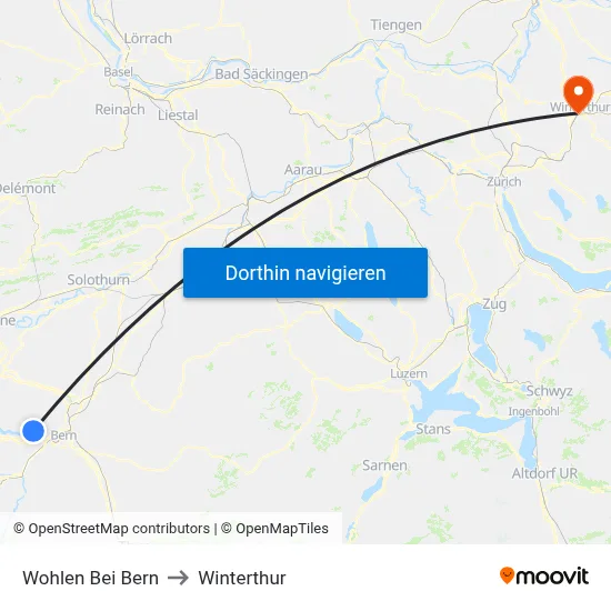 Wohlen Bei Bern to Winterthur map