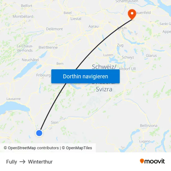 Fully to Winterthur map