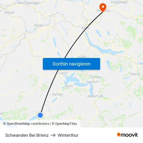 Schwanden Bei Brienz to Winterthur map