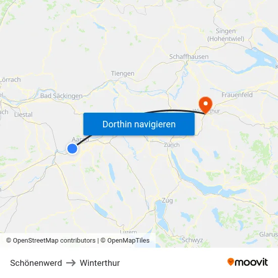 Schönenwerd to Winterthur map