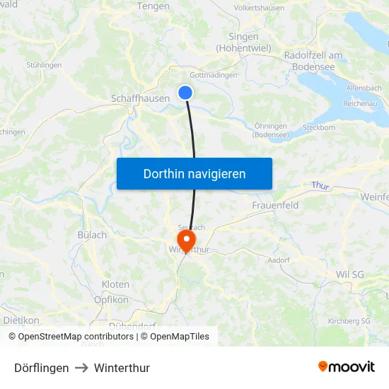 Dörflingen to Winterthur map