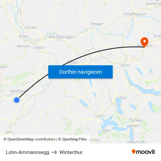 Lohn-Ammannsegg to Winterthur map