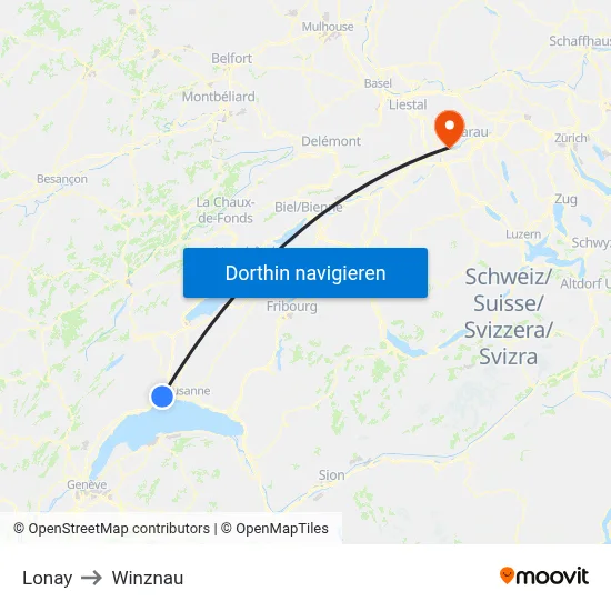 Lonay to Winznau map