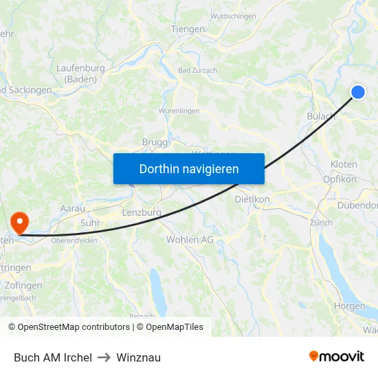 Buch AM Irchel to Winznau map