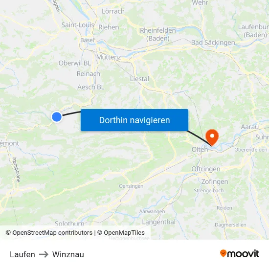 Laufen to Winznau map