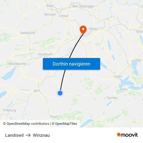 Landiswil to Winznau map