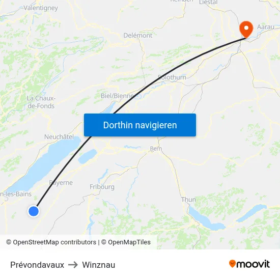 Prévondavaux to Winznau map