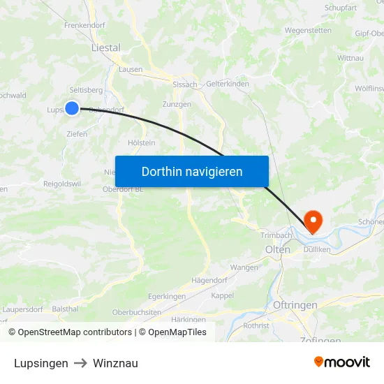 Lupsingen to Winznau map