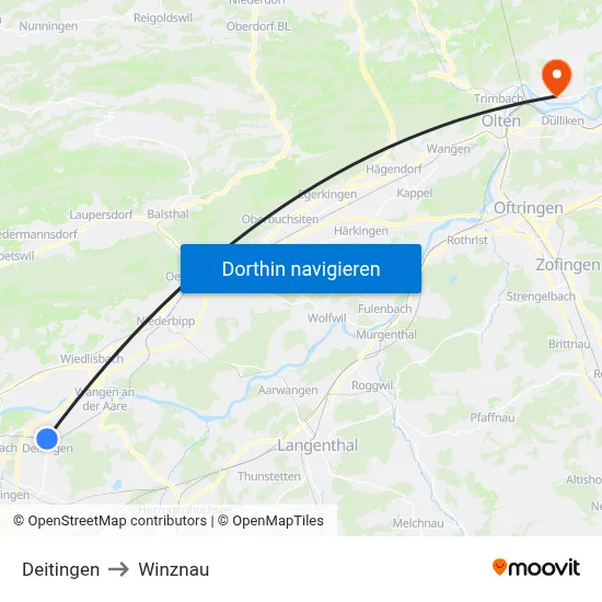 Deitingen to Winznau map