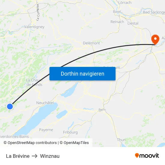 La Brévine to Winznau map