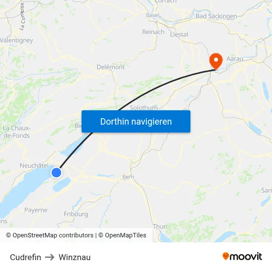 Cudrefin to Winznau map