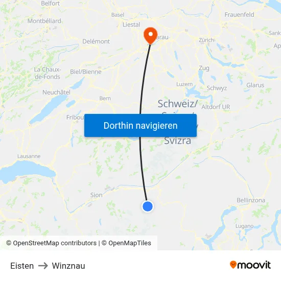 Eisten to Winznau map