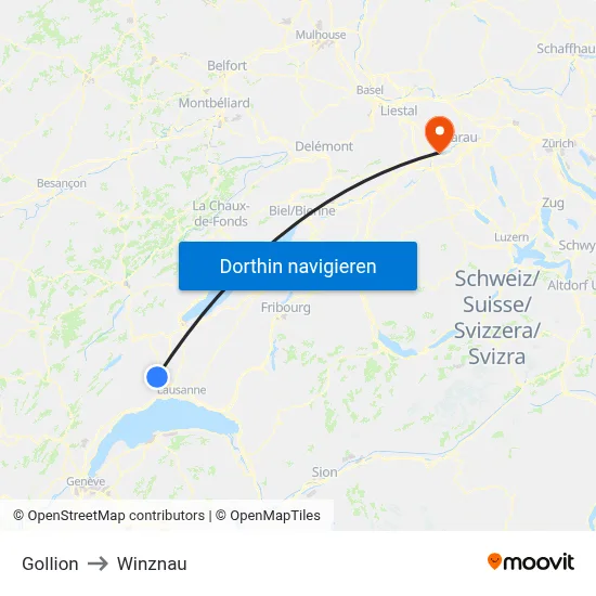 Gollion to Winznau map