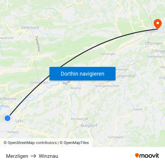 Merzligen to Winznau map