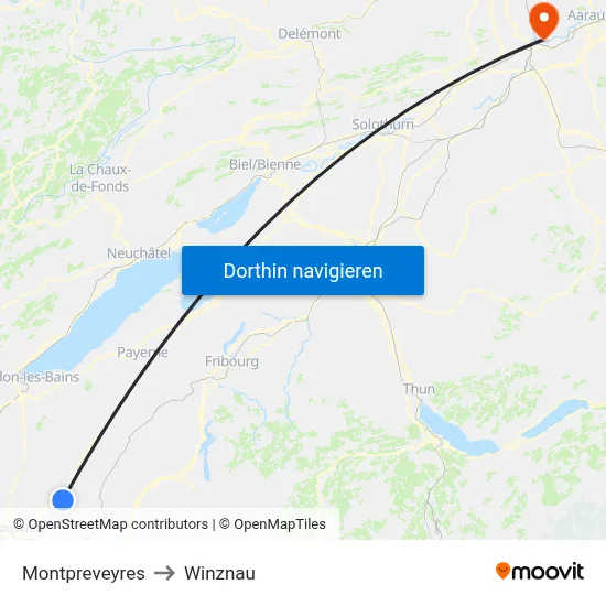 Montpreveyres to Winznau map