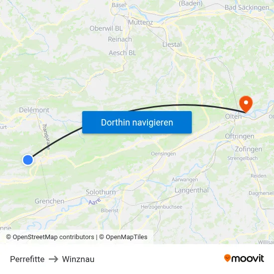 Perrefitte to Winznau map