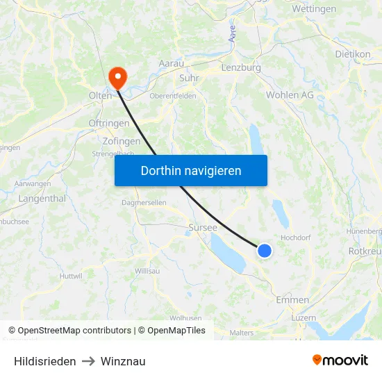 Hildisrieden to Winznau map