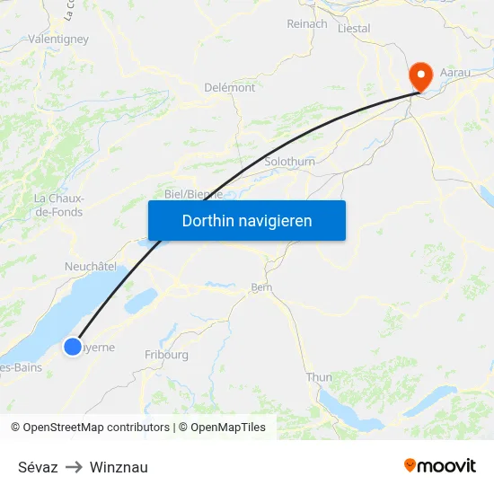 Sévaz to Winznau map