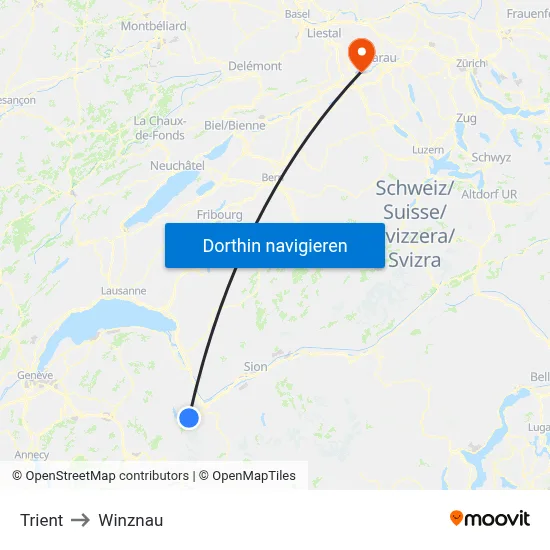 Trient to Winznau map