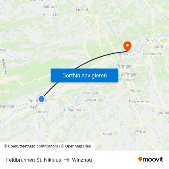 Feldbrunnen-St. Niklaus to Winznau map