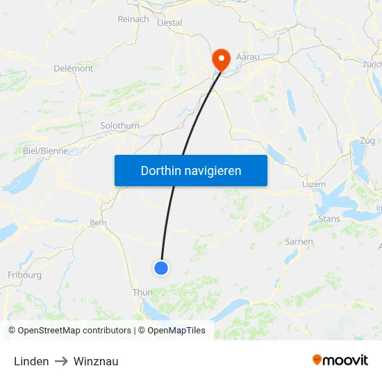 Linden to Winznau map