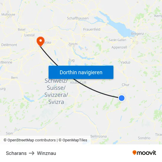 Scharans to Winznau map
