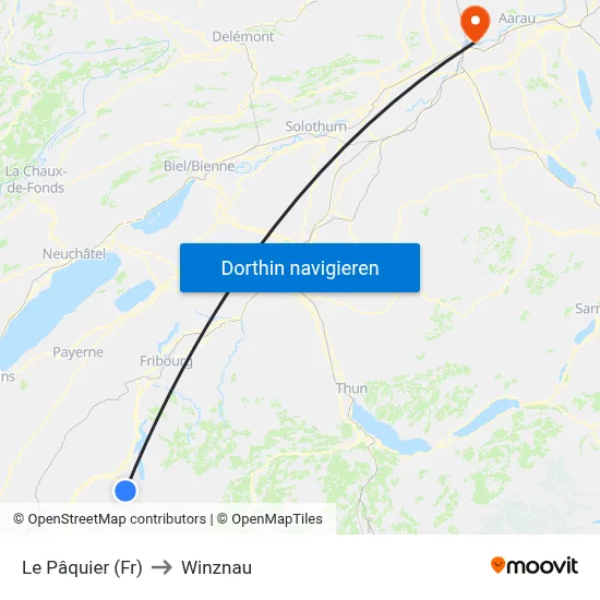 Le Pâquier (Fr) to Winznau map
