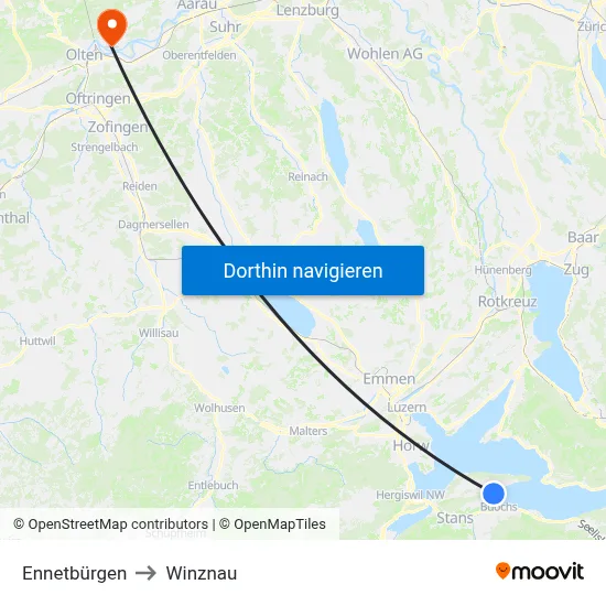 Ennetbürgen to Winznau map