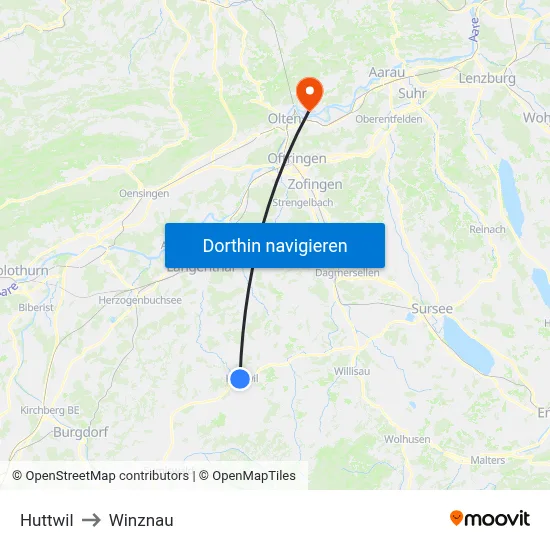 Huttwil to Winznau map