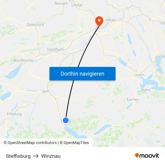 Steffisburg to Winznau map