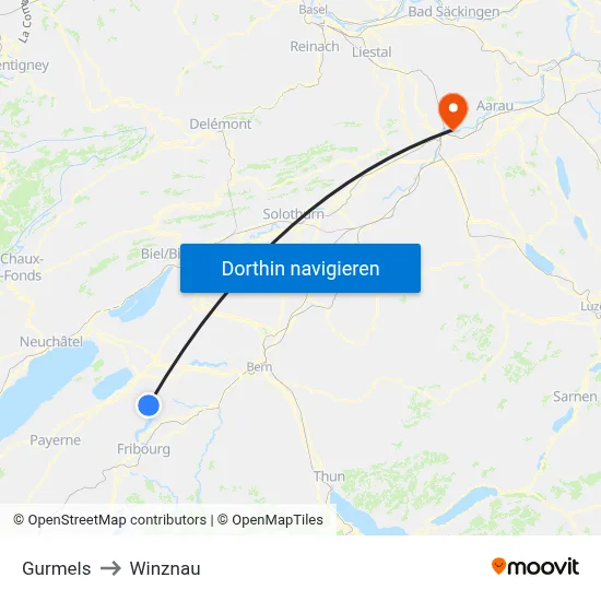Gurmels to Winznau map