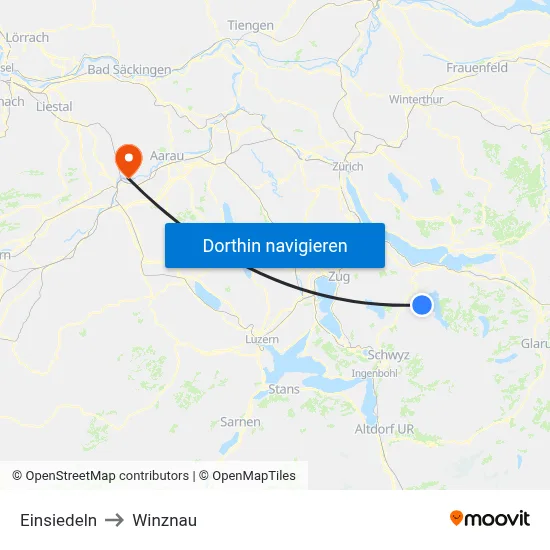 Einsiedeln to Winznau map