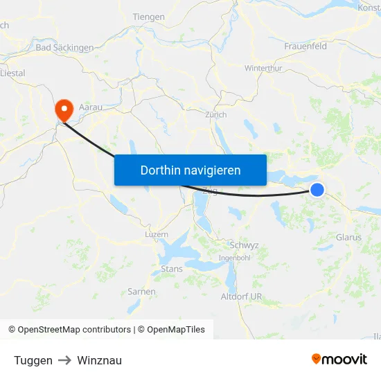 Tuggen to Winznau map