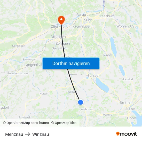 Menznau to Winznau map