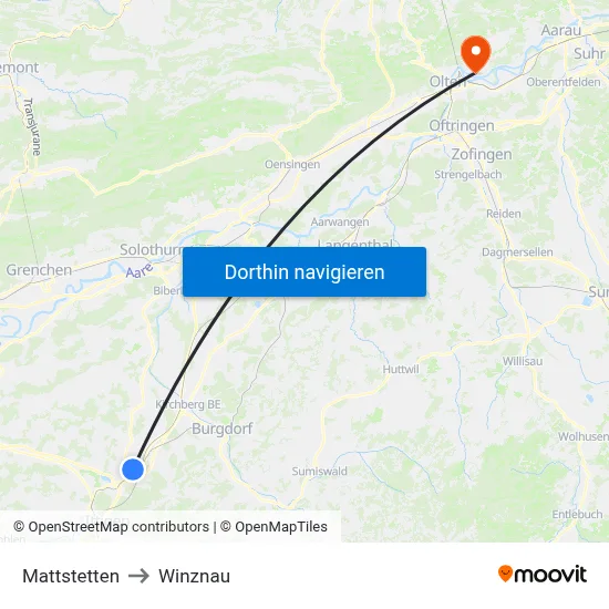 Mattstetten to Winznau map