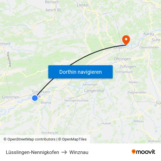 Lüsslingen-Nennigkofen to Winznau map
