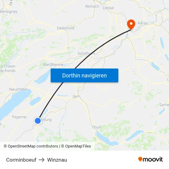 Corminboeuf to Winznau map
