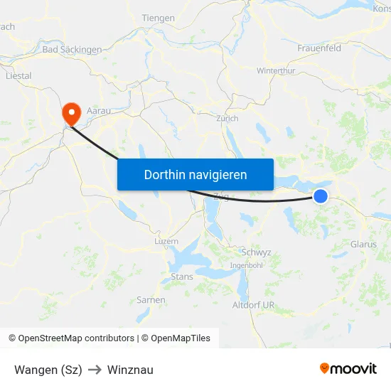 Wangen (Sz) to Winznau map