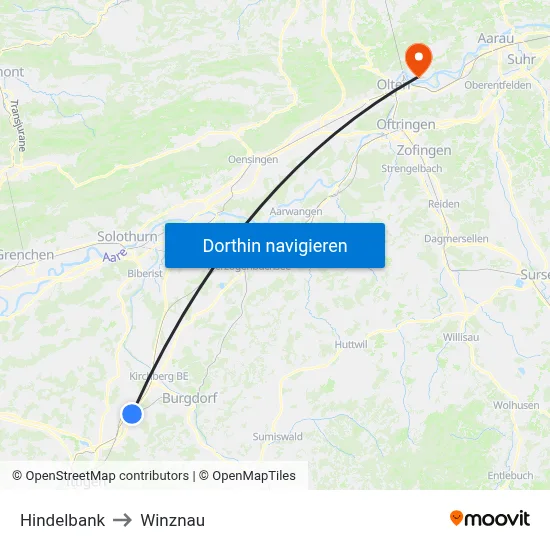 Hindelbank to Winznau map