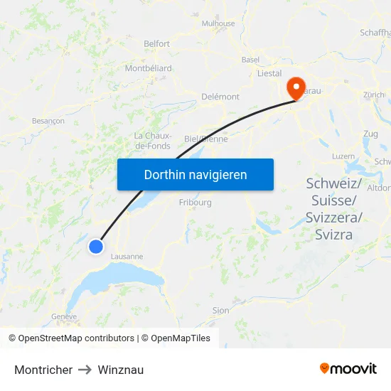 Montricher to Winznau map