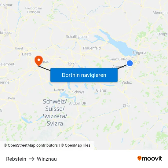 Rebstein to Winznau map