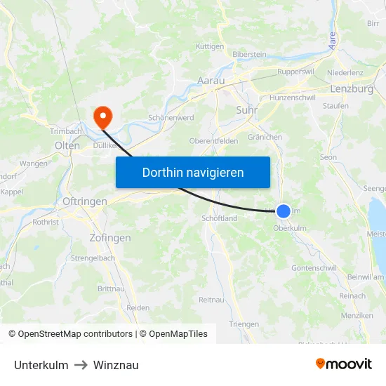 Unterkulm to Winznau map