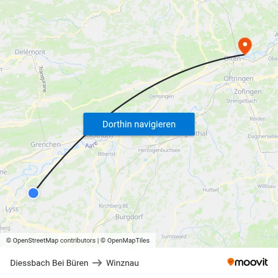 Diessbach Bei Büren to Winznau map
