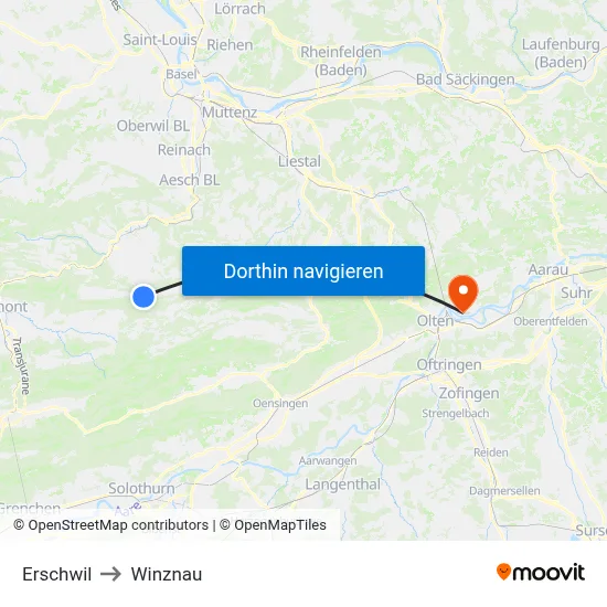 Erschwil to Winznau map