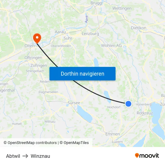 Abtwil to Winznau map