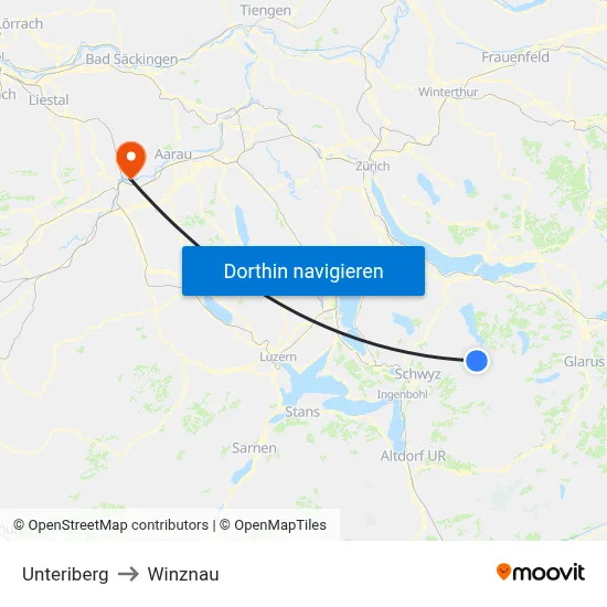 Unteriberg to Winznau map