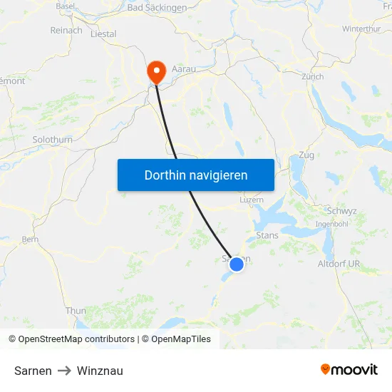 Sarnen to Winznau map