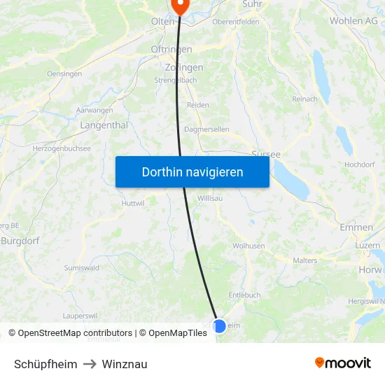 Schüpfheim to Winznau map