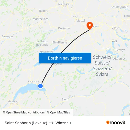 Saint-Saphorin (Lavaux) to Winznau map